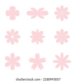 conjunto de flores diseño plano aislado de fondo blanco