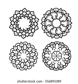 Set of flowers. Floral design elements. Hand drawn doodling.