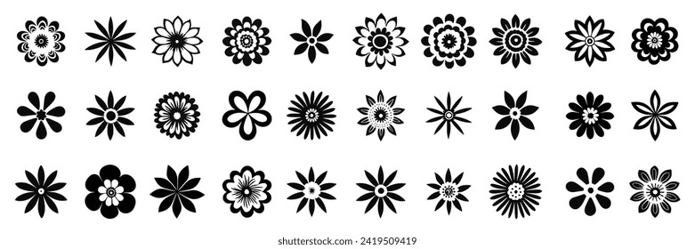 Un conjunto de flores, dibujadas a mano, aisladas en un fondo blanco, diseño vectorial