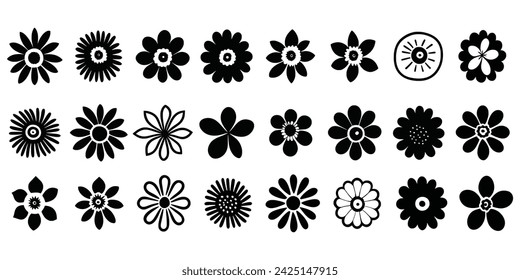 A set of flowers, hand drawn, isolated on a white background, vector design