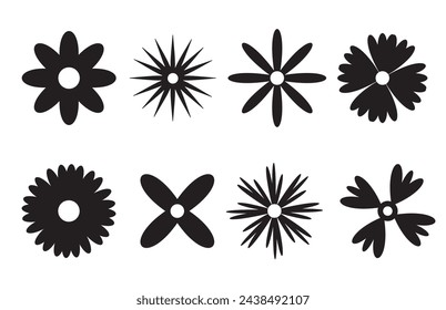 A set of flowers, hand drawn, isolated on a white background, vector design, eps10