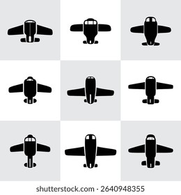Set Flowers. Hand Drawn Vector Illustration – Nine Black Flower Bouquet Silhouettes on Gray Background, Stylized Floral Arrangements, Decorative Template Design, Overhead View

