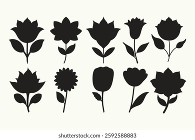 Set of flowers icon, colorful flowers icon, flower icon set