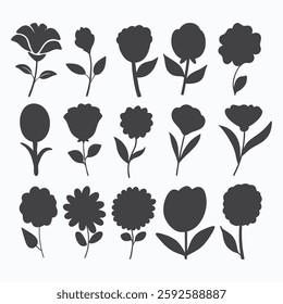 Set of flowers icon, colorful flowers icon, flower icon set