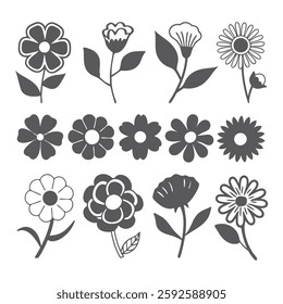 Set of flowers icon, colorful flowers icon, flower icon set