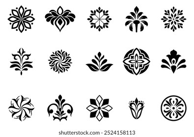 Set of Flowers icon. Flowers isolated on transparent background. Flowers in modern simple. Vector illustrator