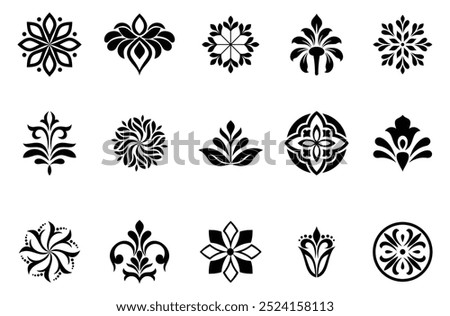 Set of Flowers icon. Flowers isolated on transparent background. Flowers in modern simple. Vector illustrator