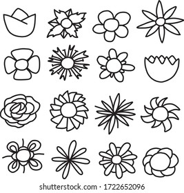 Un conjunto de iconos florales adecuados para cualquier tema natural y contenido floral con estilo de caricatura de doodle