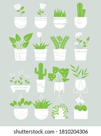 Set of flowers icons.Vector illustration	
