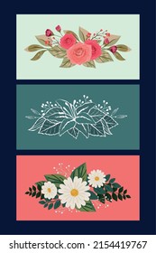 set of flowers invitation template design