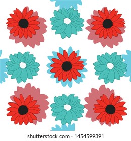 set of flowers isolated on white background
