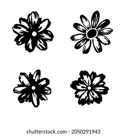 Set of flowers  isolated on a white background, graphics, pencil, paper. Sketch hand drawing illustration of  flowers.