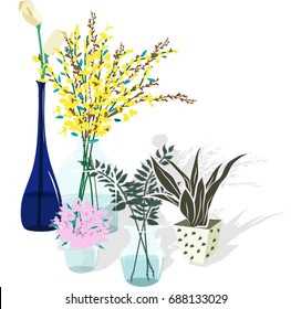 Set of flowers in jar