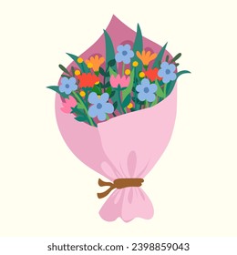 set of flowers and leave them on a white background