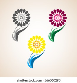 Set of flowers logos