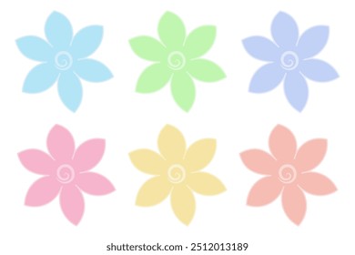 Conjunto de flores. Inflorescências multicoloridas de uma planta com flor. Cabeça de flor. Abertas pétalas afiadas. Flor aberta. Ilustração do vetor de cores. Fundo branco isolado. Estilo de desenho animado. 