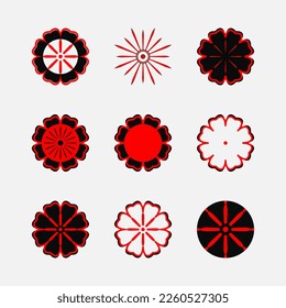 Conjunto de flores sobre fondo blanco Ornamentos redondos Elementos de flores abstractos para tareas de diseño creativo ilustración de Mandala Vector