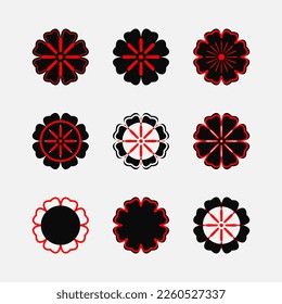Conjunto de flores sobre fondo blanco Ornamentos redondos Elementos de flores abstractos para tareas de diseño creativo ilustración de Mandala Vector