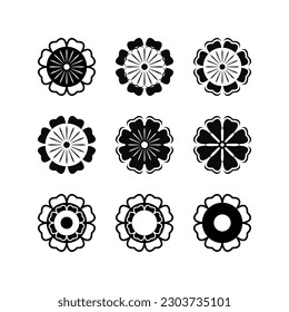 Set of flowers on white background Round ornaments Abstract flower elements for creative design tasks Mandala Vector illustration