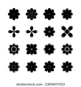 BlumenSet auf weißem Hintergrund Runde Ornamente Abstrakte Blumenelemente für kreative Gestaltungsaufgaben Mandala Vektorgrafik