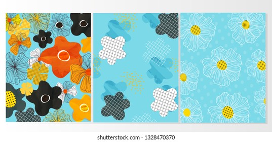 Set flowers pattern