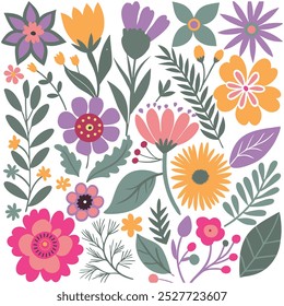 Satz von Blumen Muster. Abstrakter botanischer Blumenhintergrund. Stil für Banner, Tapeten, Poster, Websites, Online-Shopping.Vektorgrafik-Design und kreative Idee,eps 10.