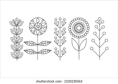 Flores en el estilo escandinavo. Ilustración del vector