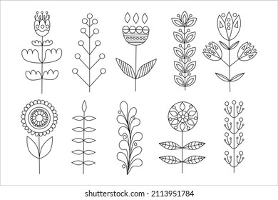 Blumenstrauß im skandinavischen Stil. Vektorgrafik