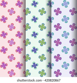 Set of flowers seamless pattern