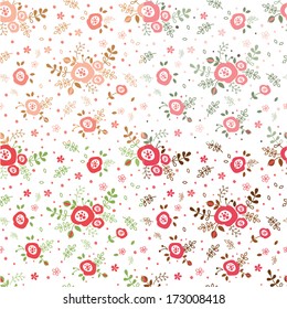 Set of flowers seamless patterns