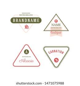 Set of flowers shop labels and design elements. Vintage collection of different gardeners elements. Gardeners and flowers objects. Vector elements for design. Eco design. Flower shop elements.