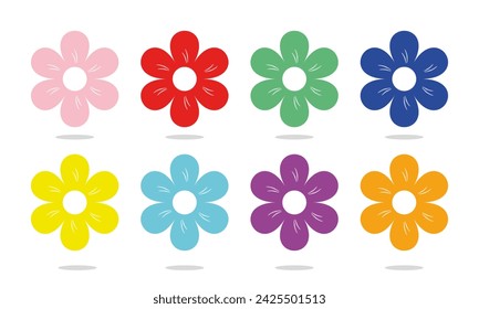 Set of flowers. Set of simple flower. Vector. Images. EPS10. Ilustration. Sticker in bright color. Floral. 