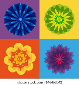 SET FLOWERS . Flowers of spring in bloom,Illustration for a background with flowers easy to use for many applications