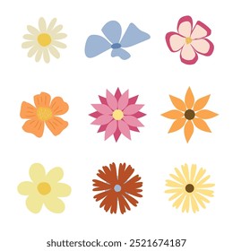 Set of flowers. for Sticker, vector, icons posters