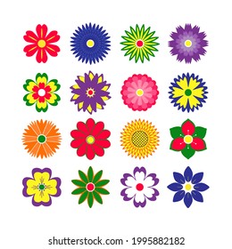 Set of flowers for stickers, labels, tags, gift wrapping paper. Floral vector icons.  