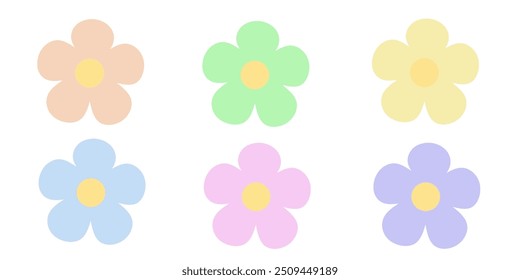 Set of flowers. Template. Flat style Vector Illustration isolated on white