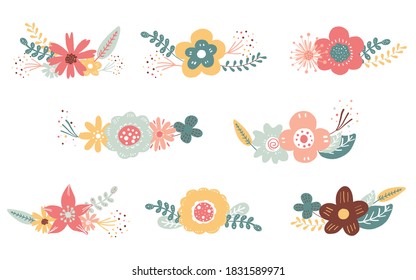 Conjunto de flores, ilustración vectorial