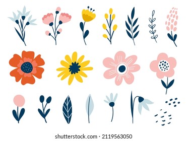 Set with flowers. Vector illustration