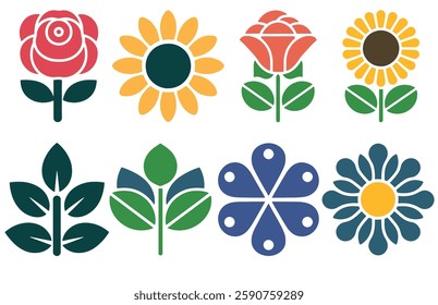 set of flowers vector illustration