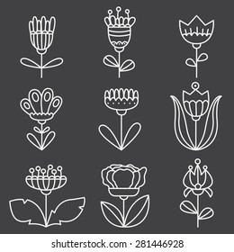 Set of flowers. Vector illustration.