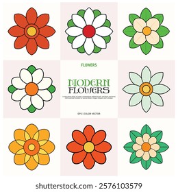 A set of flowers vector illustration color art