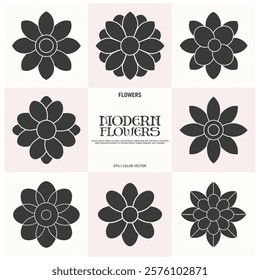 A set of flowers vector illustration silhouette