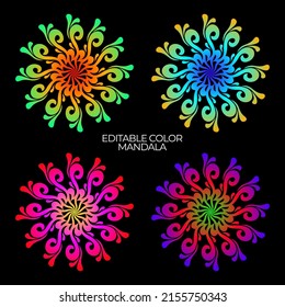 Set of flowers, Vector Mandala, Floral, Oriental, Simple Mandala ornament