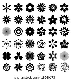 Set of flowers vector on white background