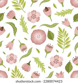 Set of Flowers Vector Seamless Pattern. Pattern for fashion and print.