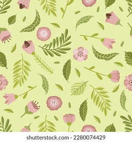 Set of Flowers Vector Seamless Pattern. Pattern for fashion and print.