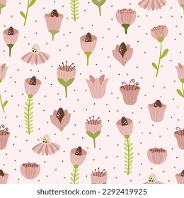 Set of Flowers Vector Seamless Pattern. Pattern for fashion and print.