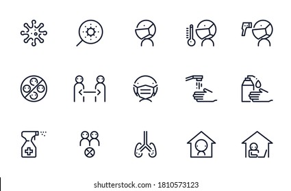Set of  Flu Prevention vector icon illustration