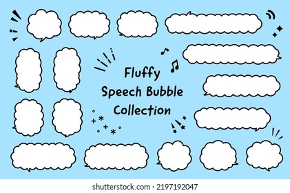 set of fluffy cloud speech bubble