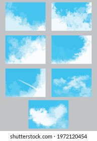 Set of fluffy clouds and blue sky